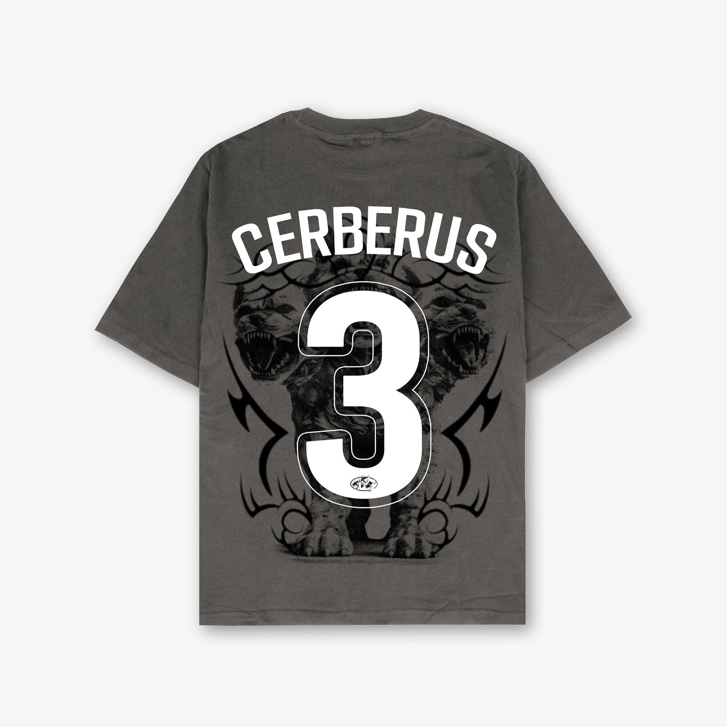Cerberus Fetch Front And Back Print Washed T-Shirt