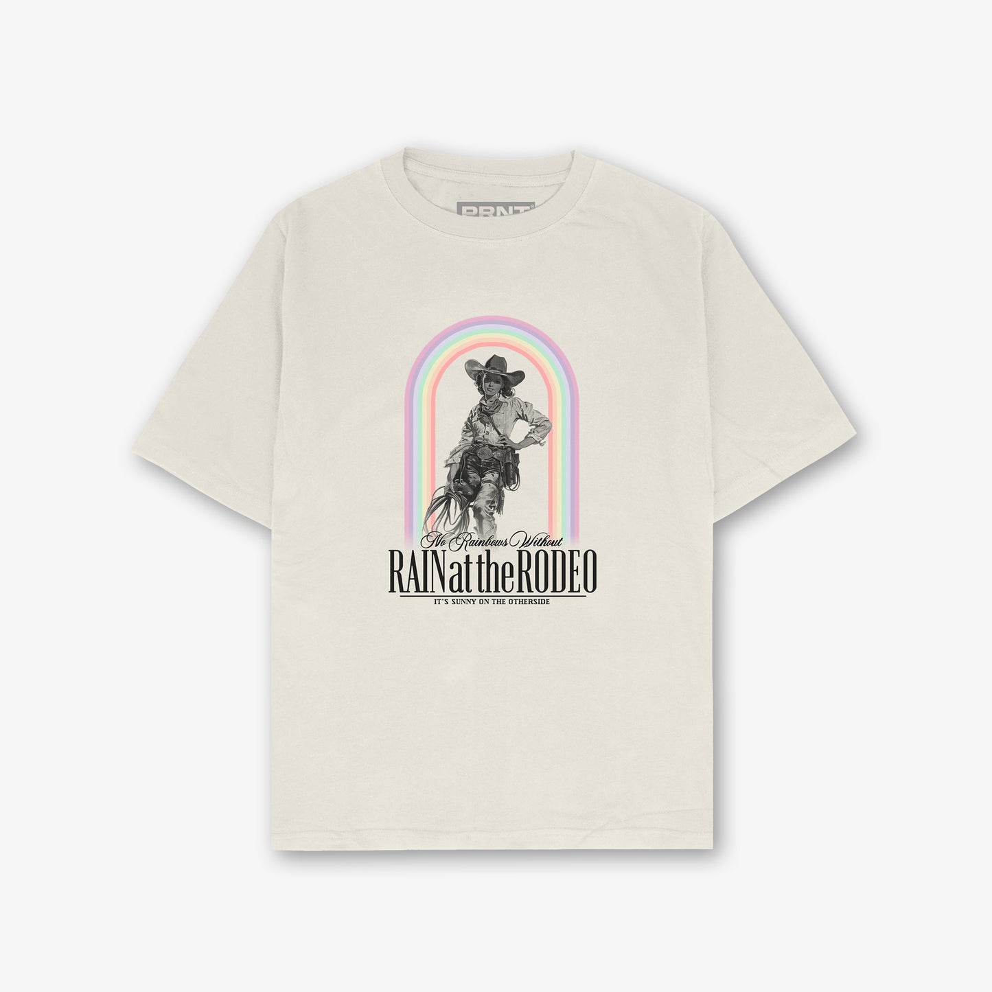 Rain At The Rodeo Front Print Washed T-Shirt