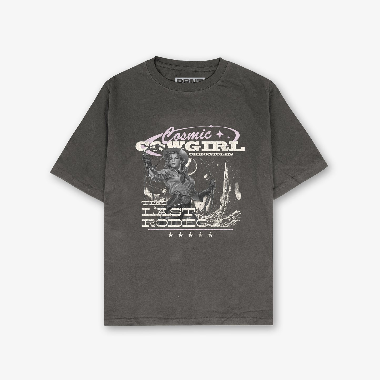 Cosmic Cowgirl Front Print Washed T-Shirt
