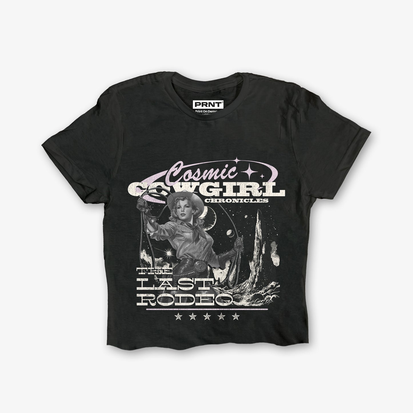 Cosmic Cowgirl Crop Front Print Crop T-Shirt