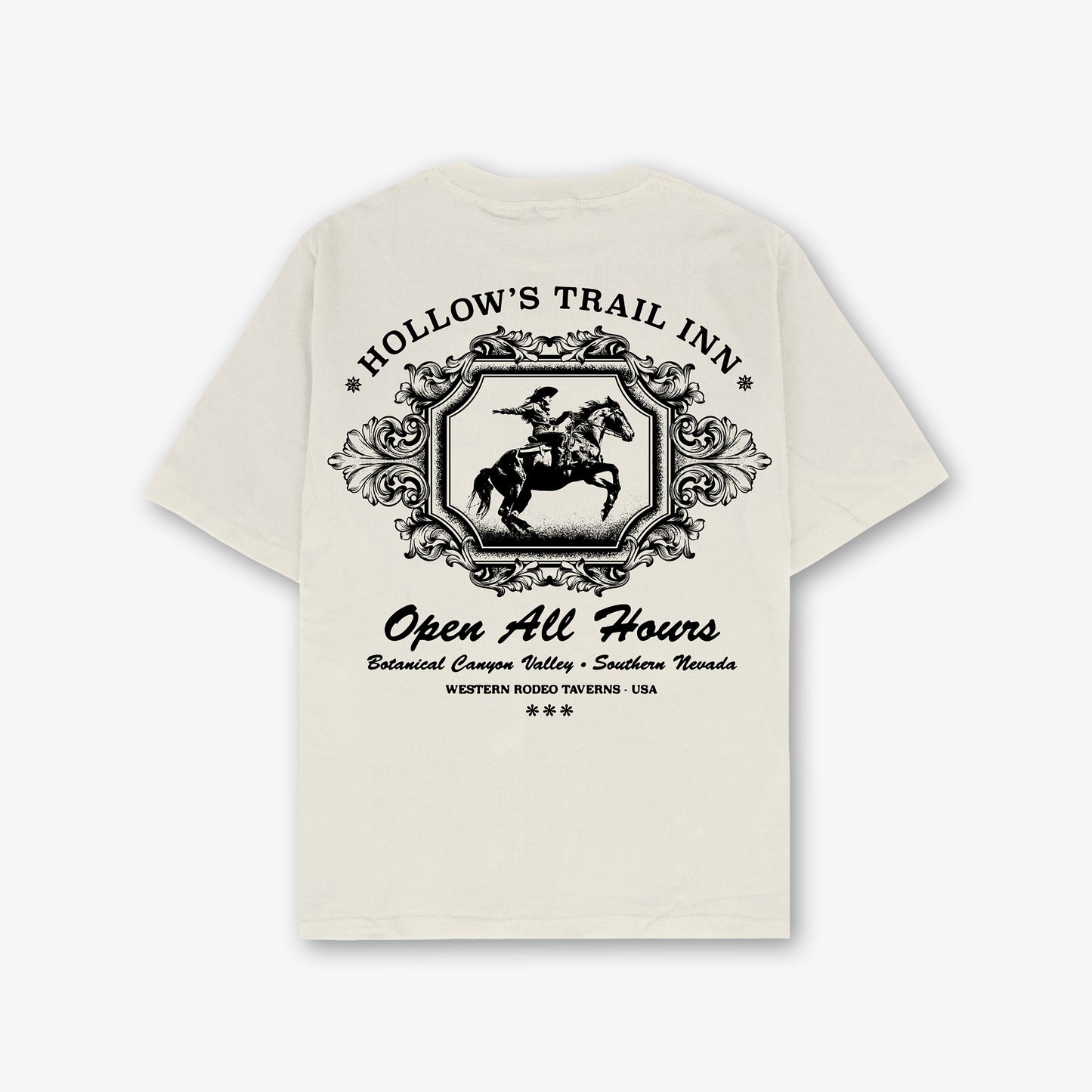 Hollow'S Trail Inn Front And Back Print Washed T-Shirt