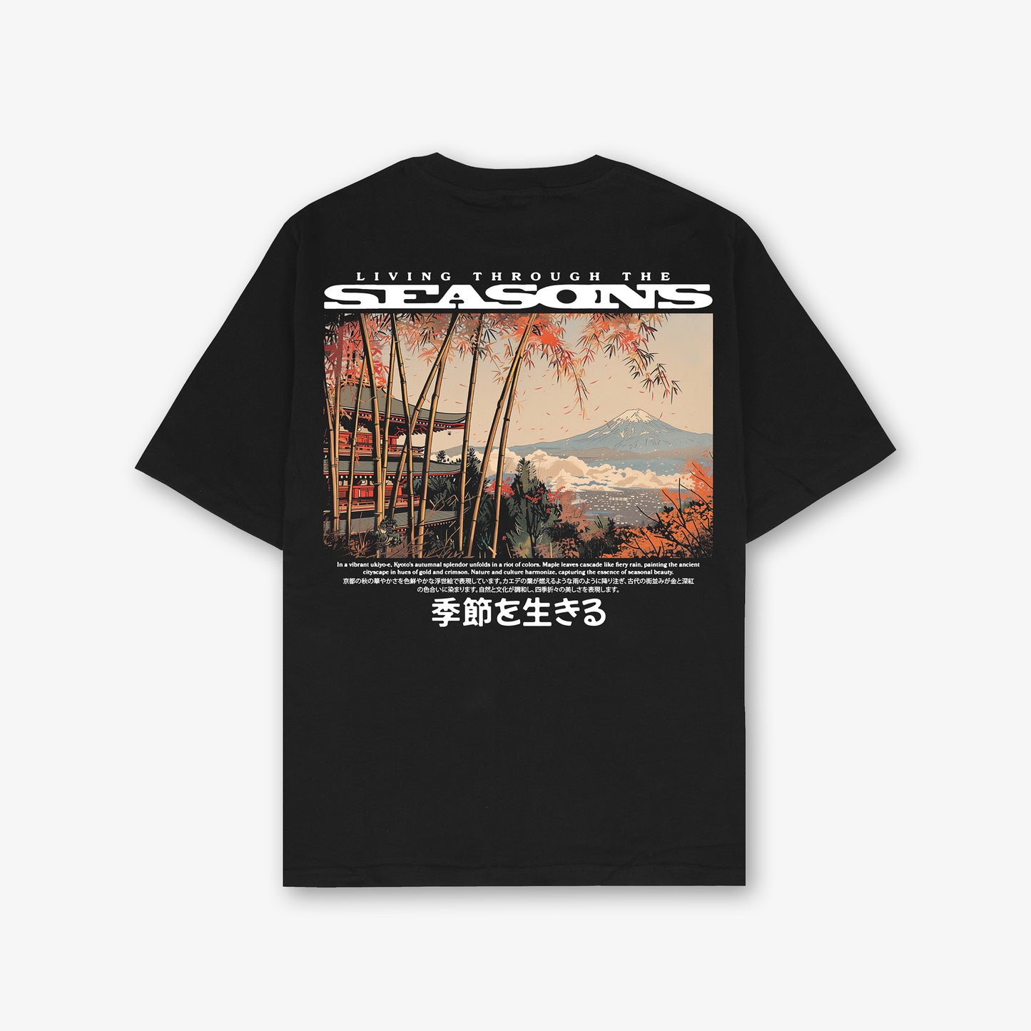 Seasons Front And Back Print Oversized T-Shirt