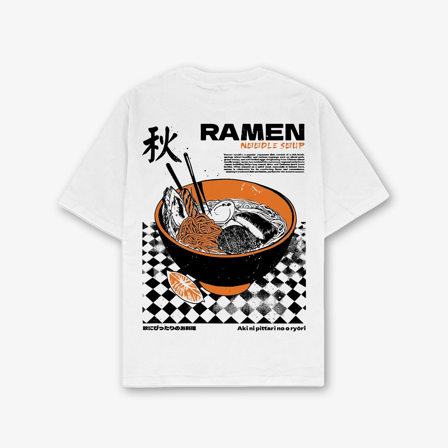 Ramen Woodblock Front And Back Print Relaxed T-Shirt