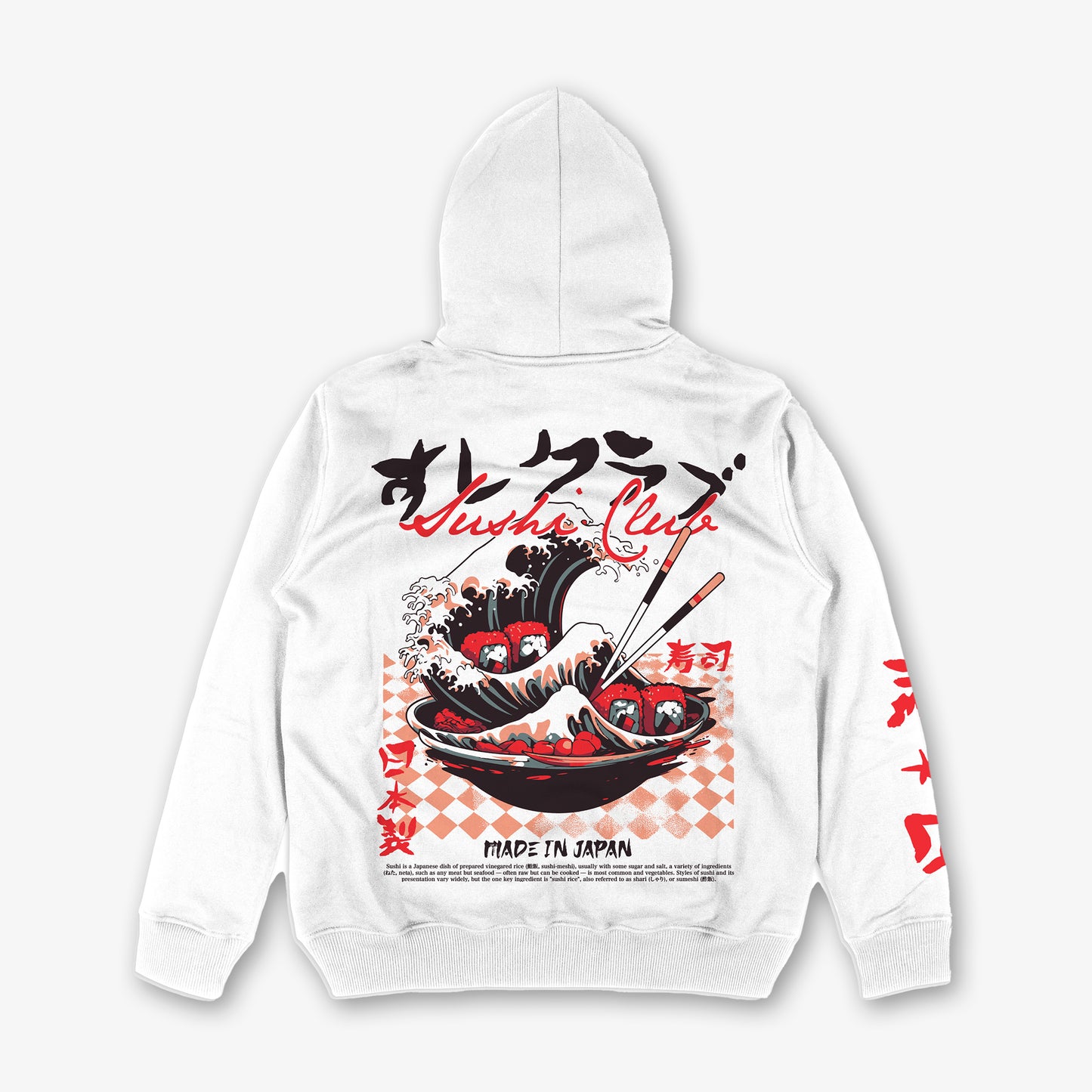 Sushi Club Hoodie Front And Back Print Classic Hoodie