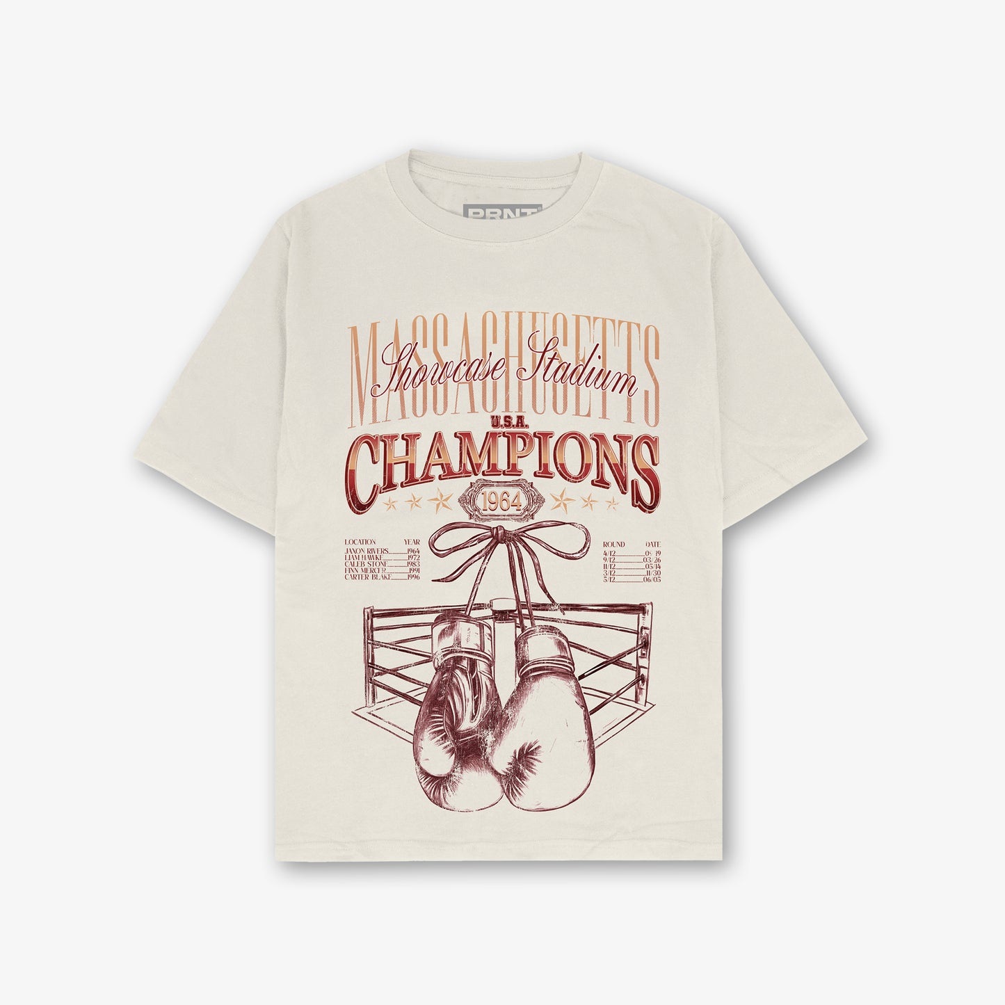 Boxing Champions Front Print Washed T-Shirt