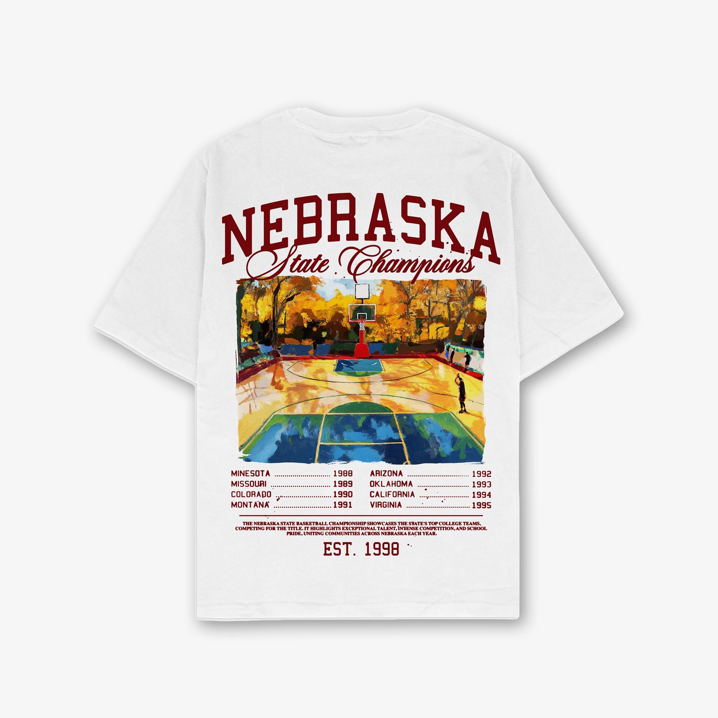 Nebraska Front And Back Print Relaxed T-Shirt