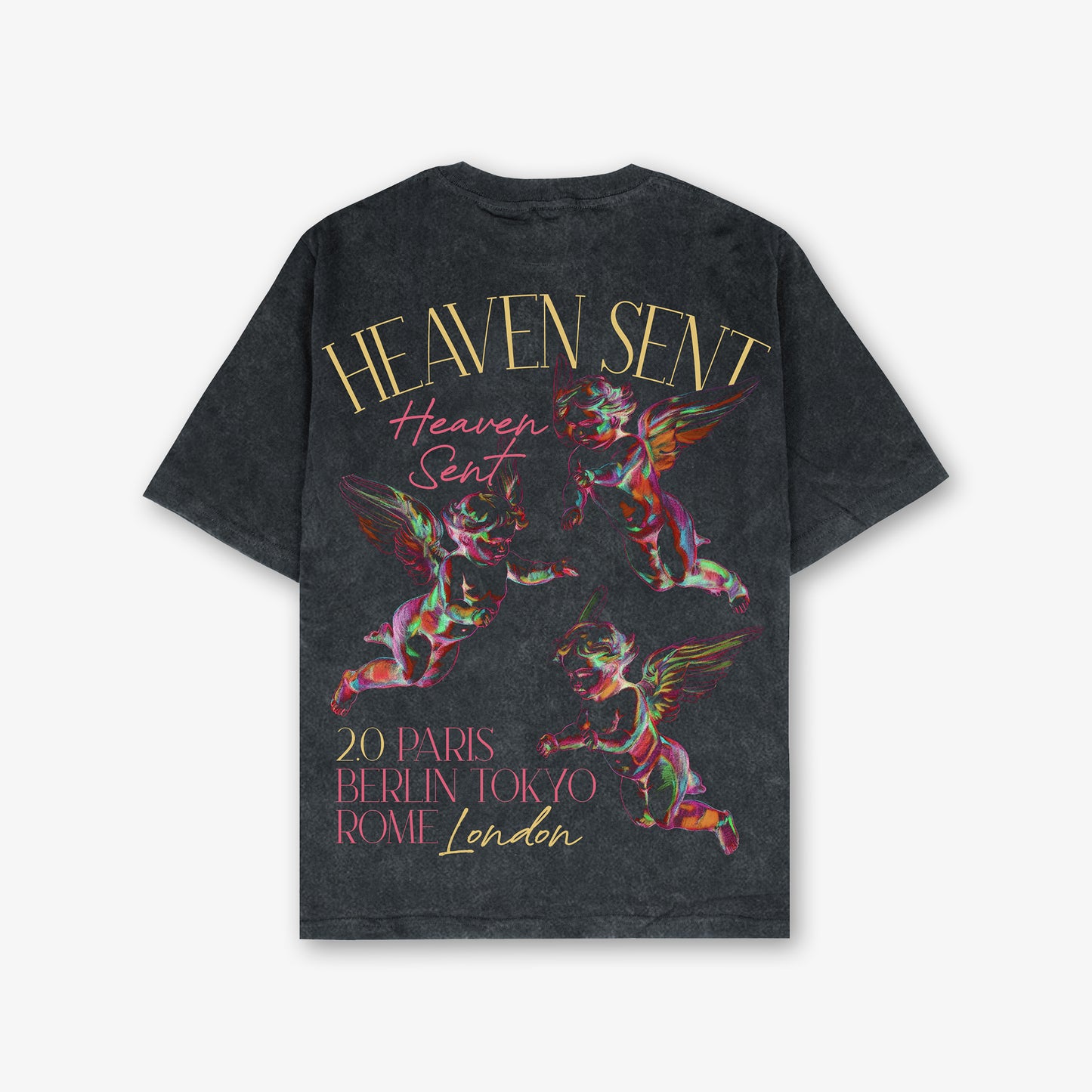 Heaven Sent Chalkboard Front And Back Print Washed T-Shirt
