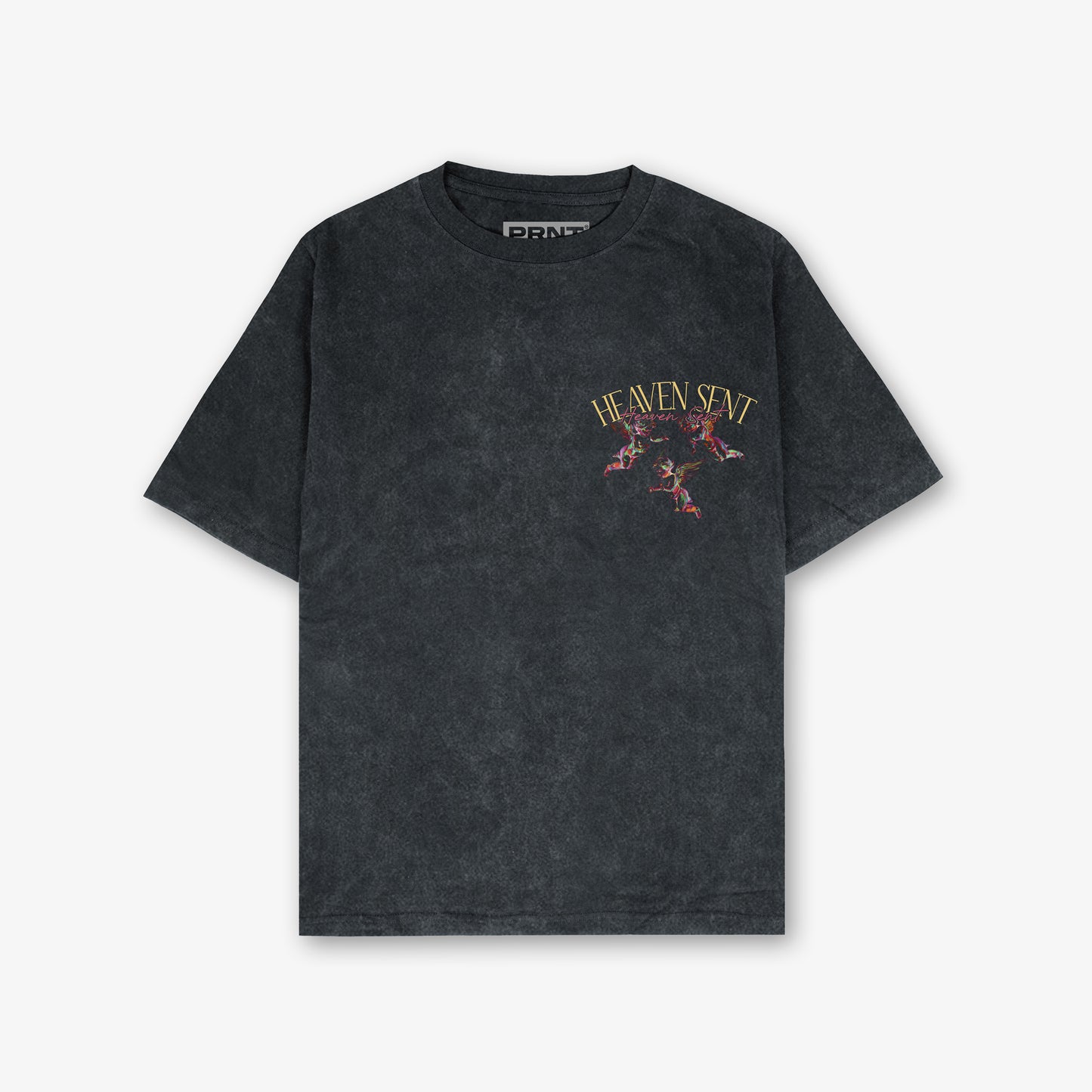 Heaven Sent Chalkboard Front And Back Print Washed T-Shirt