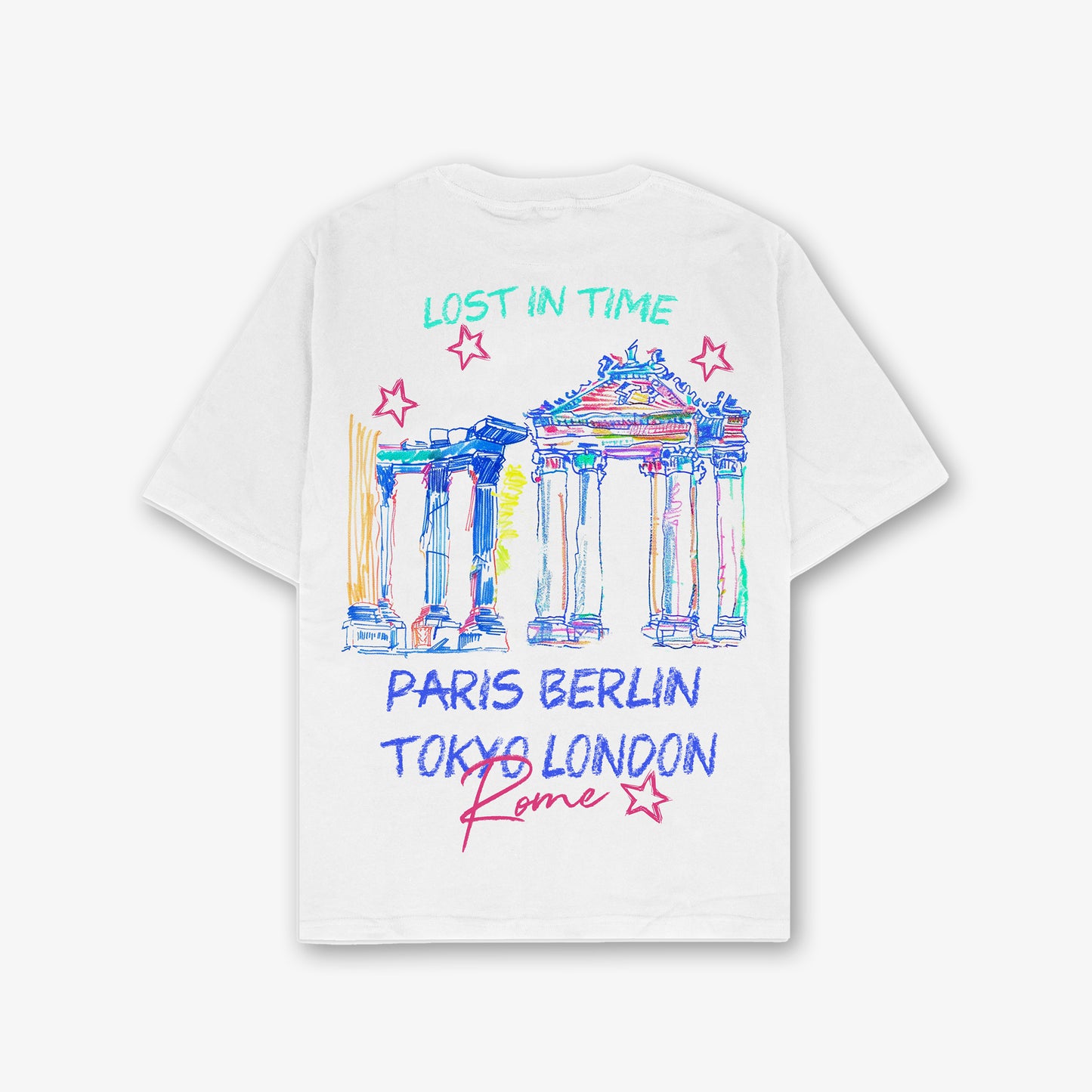 Lost In Time Front And Back Print Relaxed T-Shirt