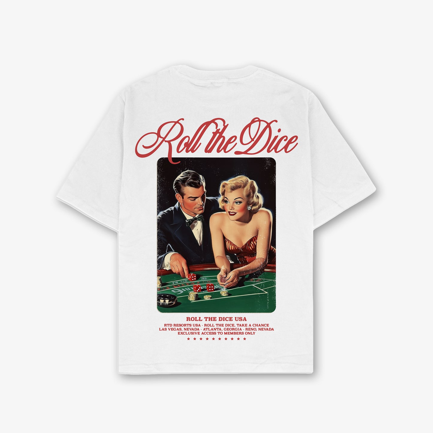 Roll The Dice Usa Front And Back Print Oversized T-Shirt