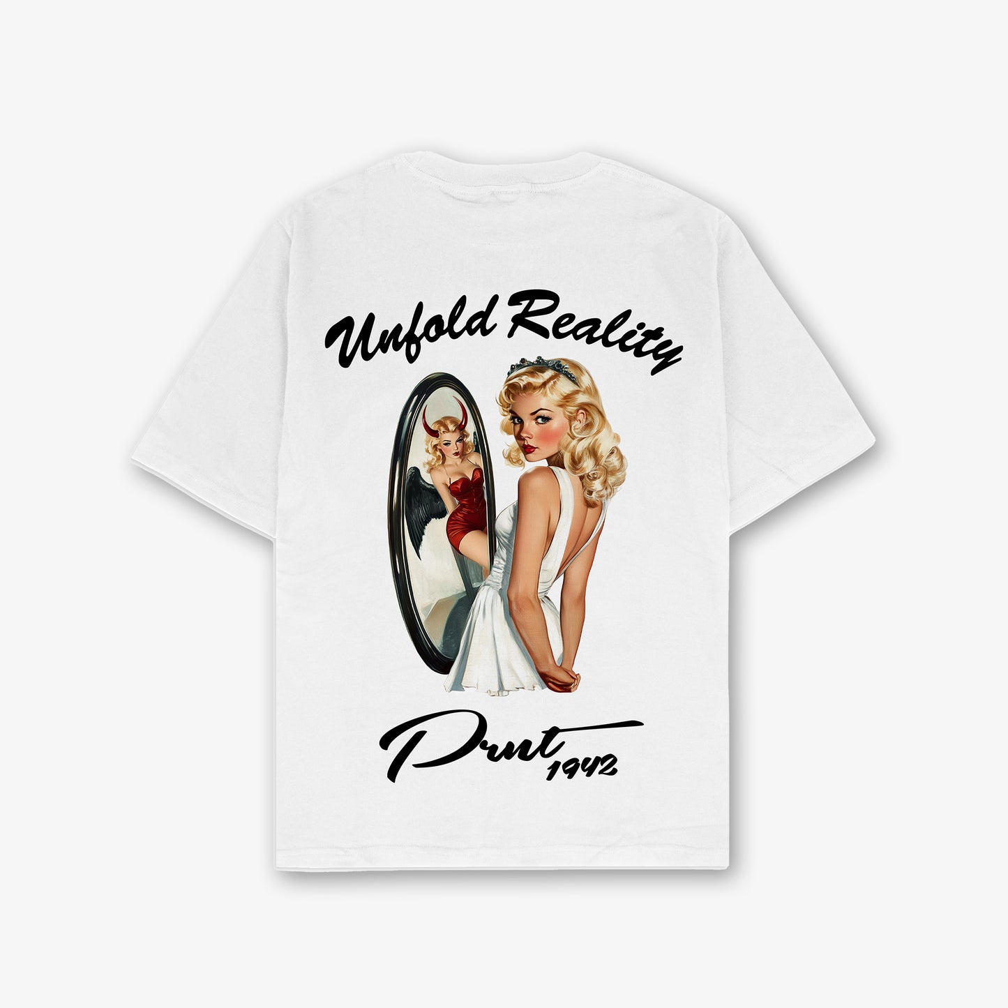 Unfold Reality Front And Back Print Relaxed T-Shirt