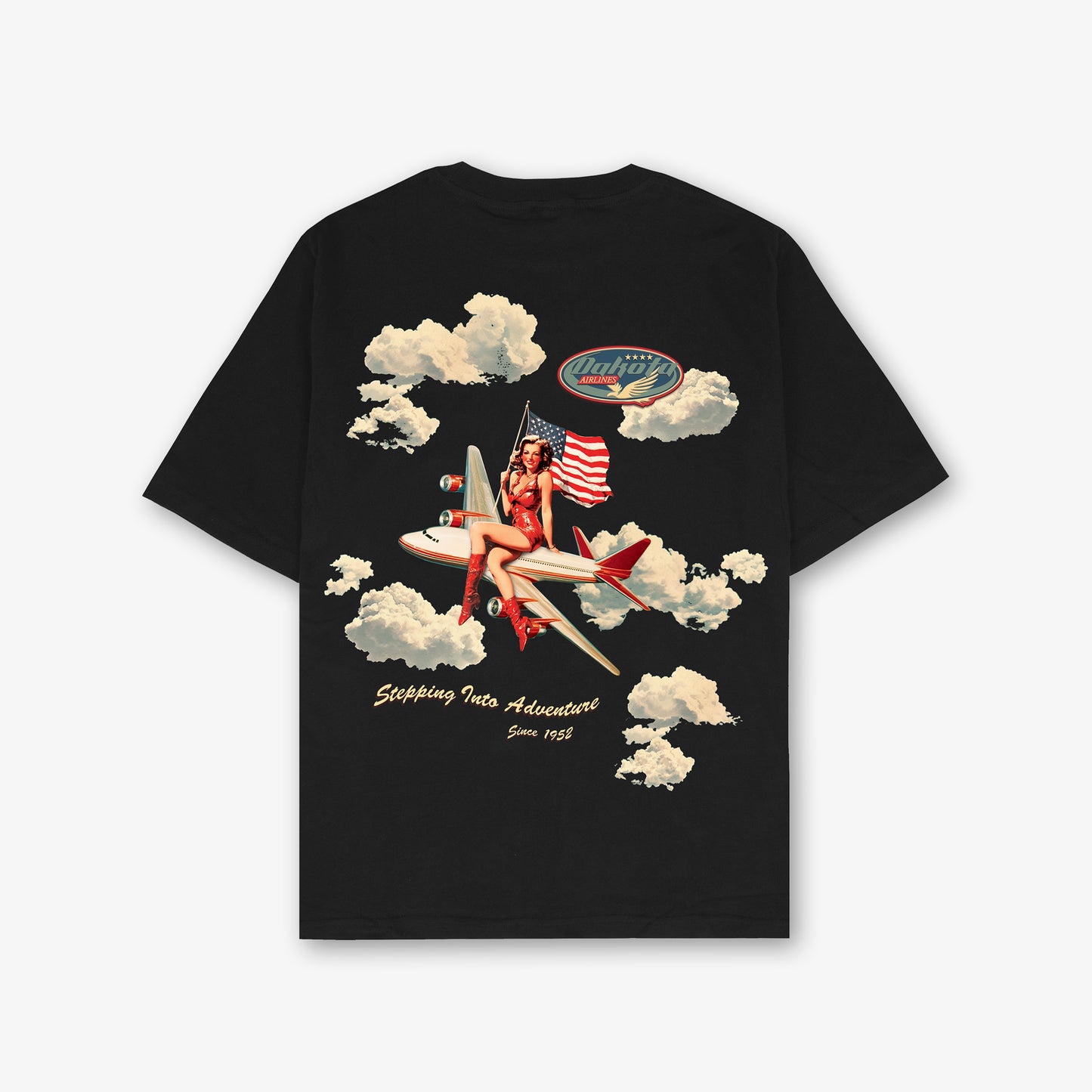 Dakota Airlines Front And Back Print Relaxed T-Shirt
