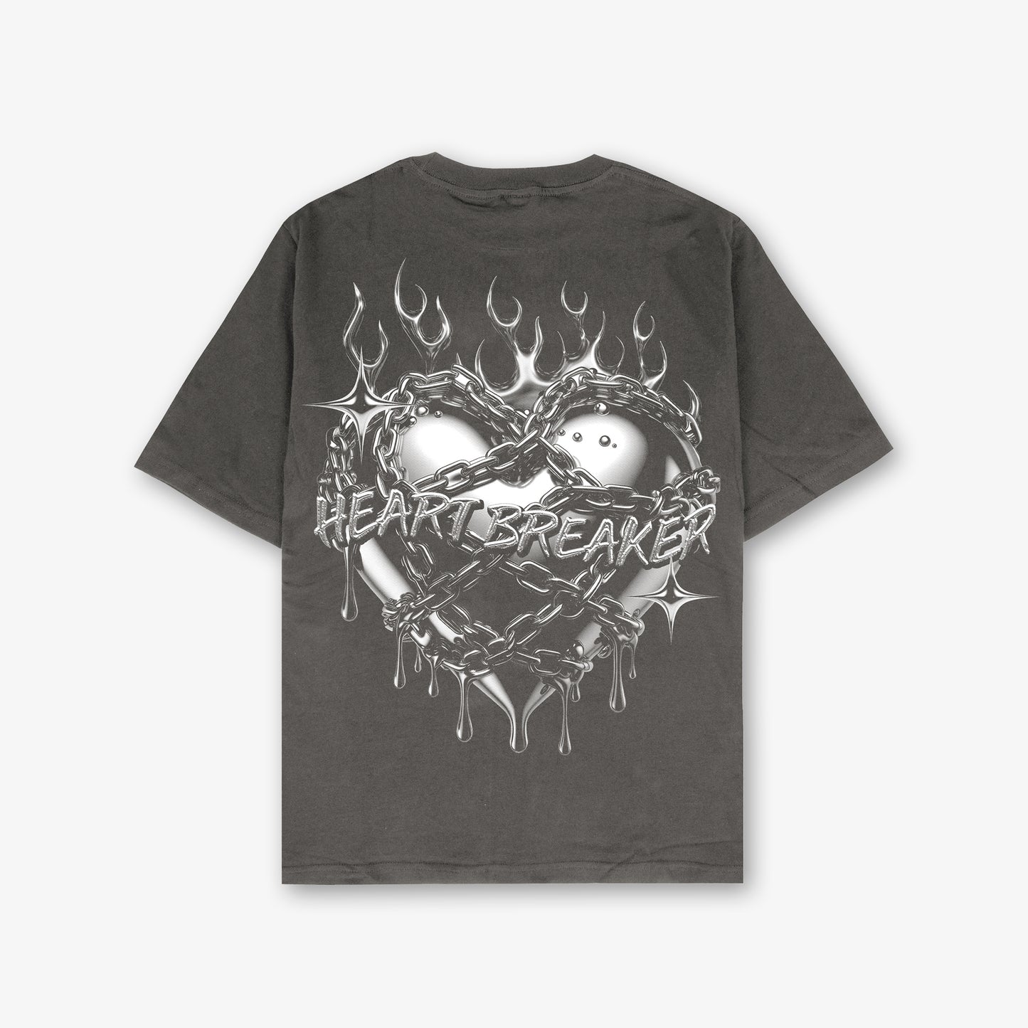 Heart Breaker Front And Back Print Washed T-shirt