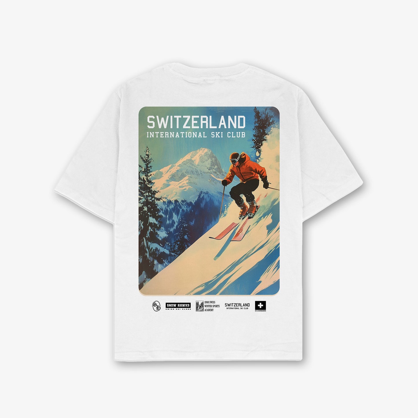 Switzerland Ski Club Front And Back Print Relaxed T-Shirt