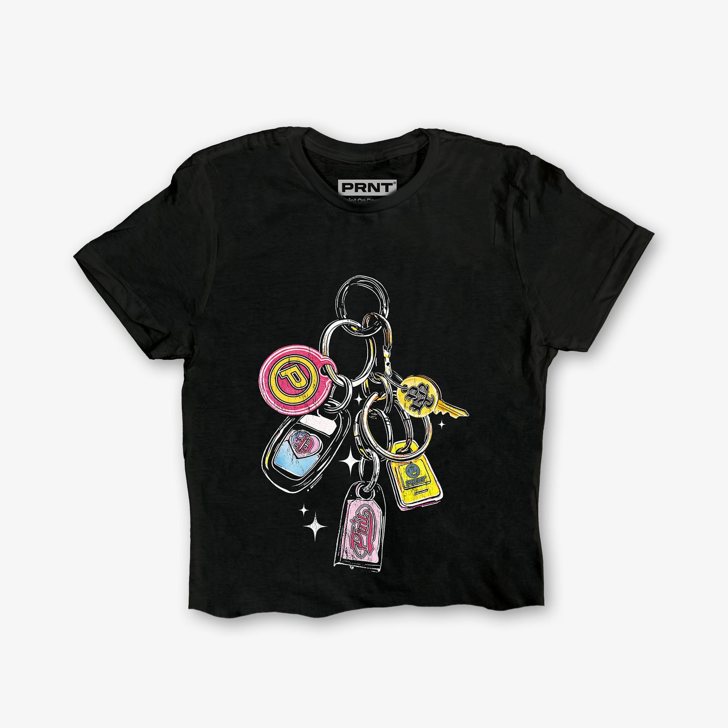 Prnt Car Keys Front Print WW Crop T-Shirt