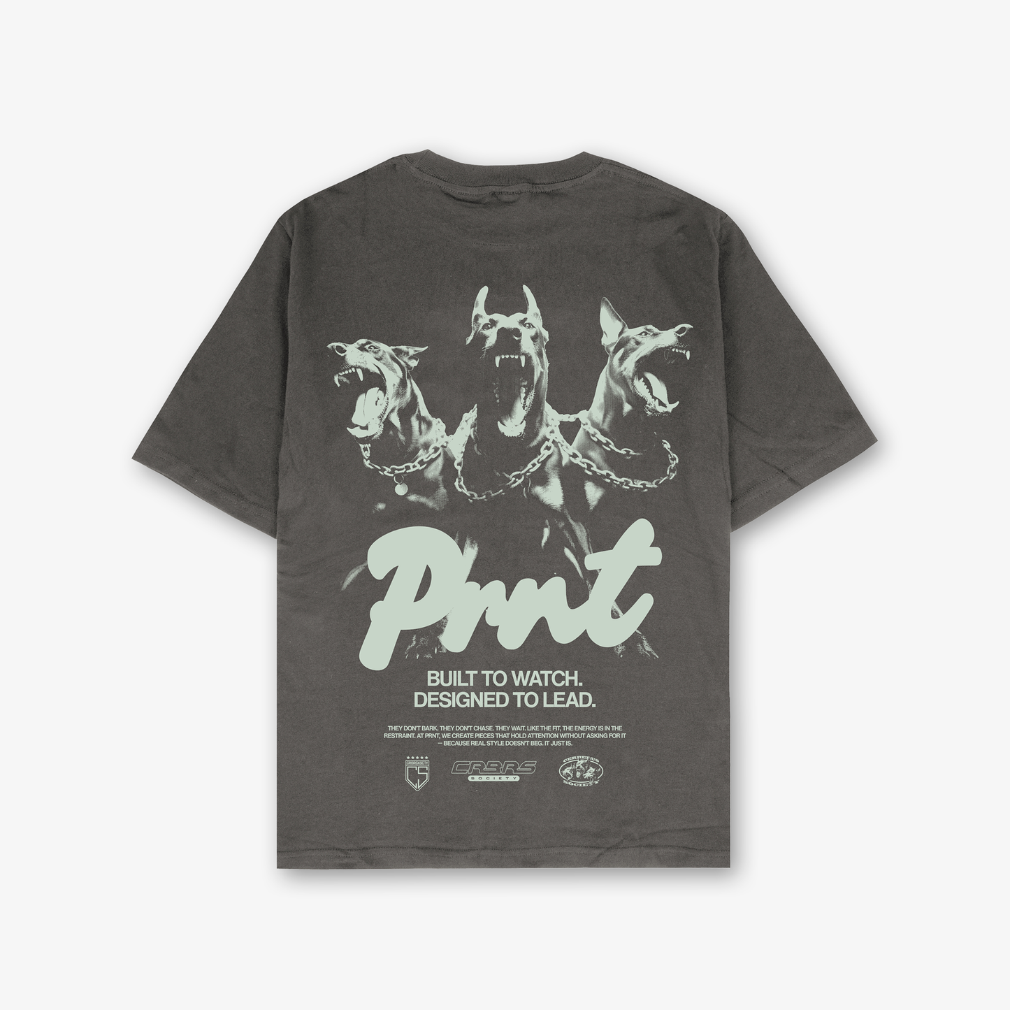 Built To Watch T-Shirt In Chacoal Overdye