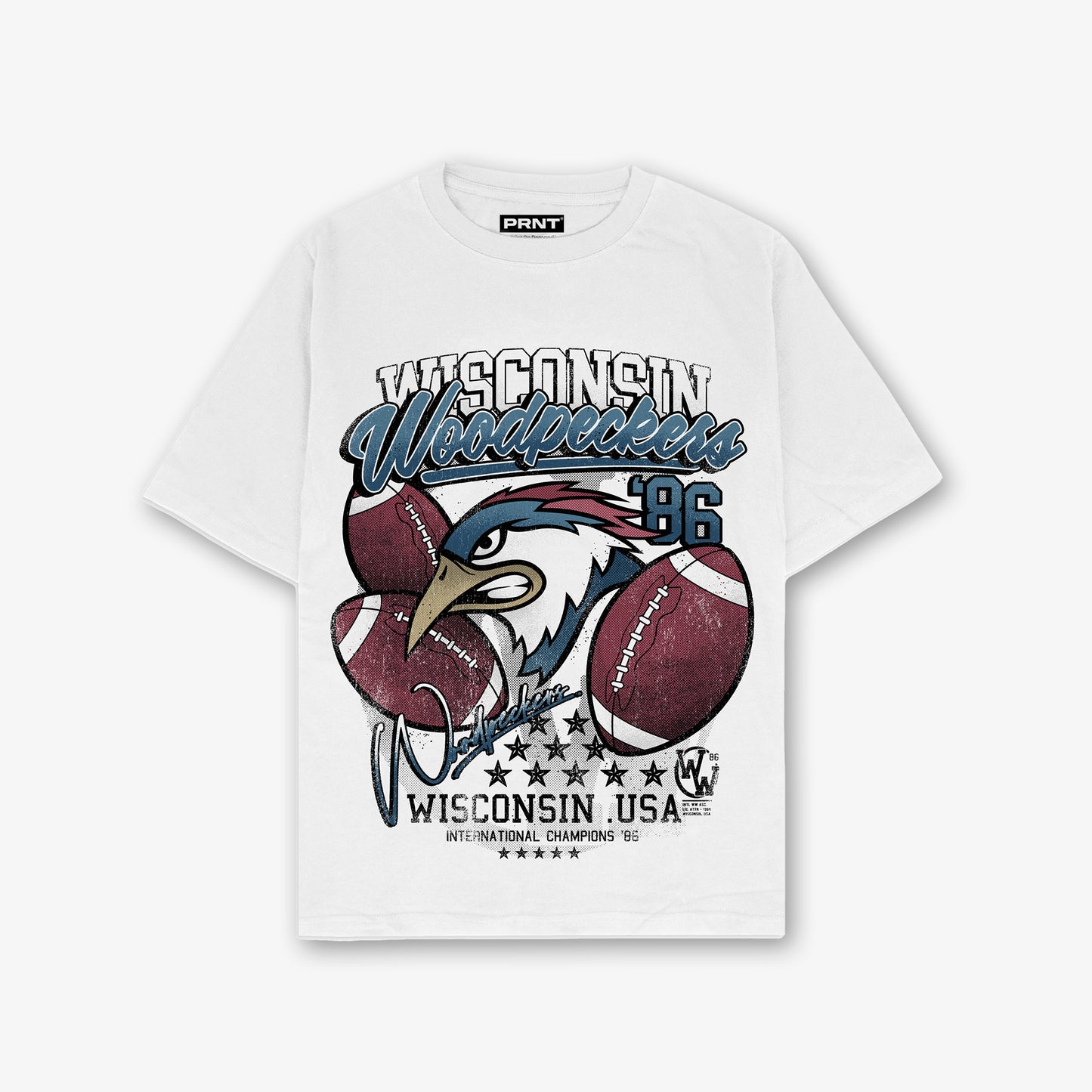 Woodpeckers White Graphic T Shirt Front Print