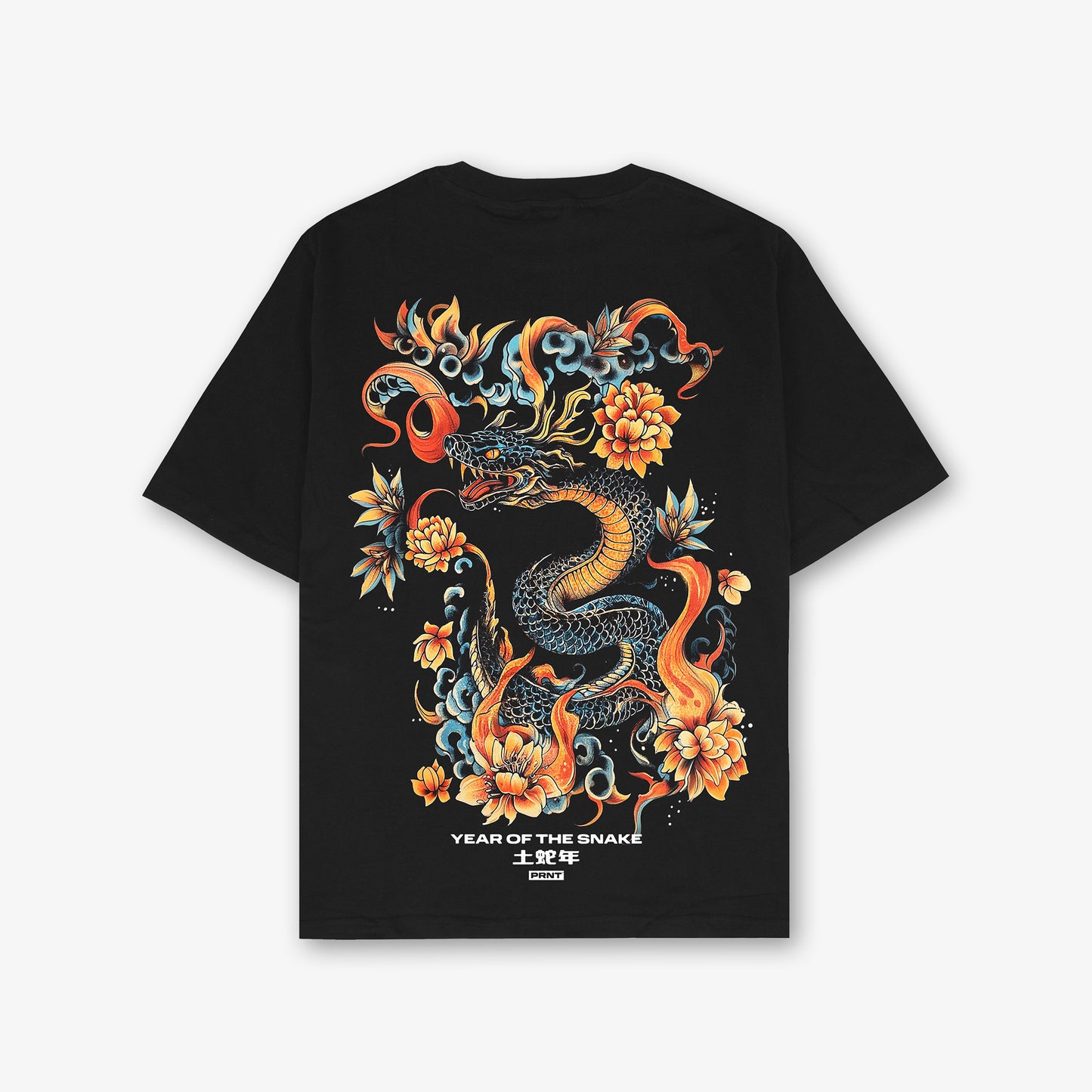 Tattoo Snake Cny Front Print And Back Print Relaxed T-Shirt