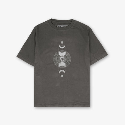Celestial Universe Front And Back Print Washed T-Shirt