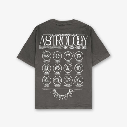 Astrology Front And Back Print Washed T-Shirt