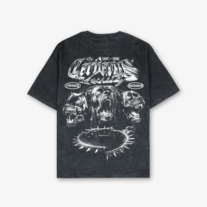 Cerberus Unchained Front And Back Print Washed T-Shirt