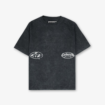 Cerberus Unchained Front And Back Print Washed T-Shirt