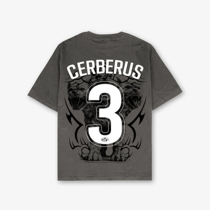 Cerberus Fetch Front And Back Print Washed T-Shirt