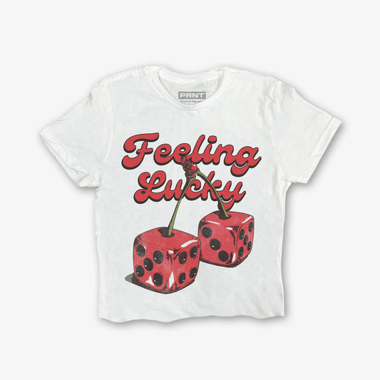 Feeling Lucky Front Print Crop T-Shirt