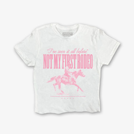 Not My First Rodeo Crop Front Print Crop T-Shirt