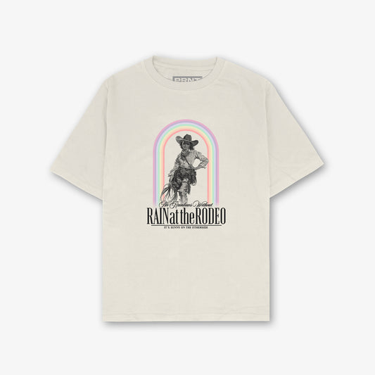 Rain At The Rodeo Front Print Washed T-Shirt