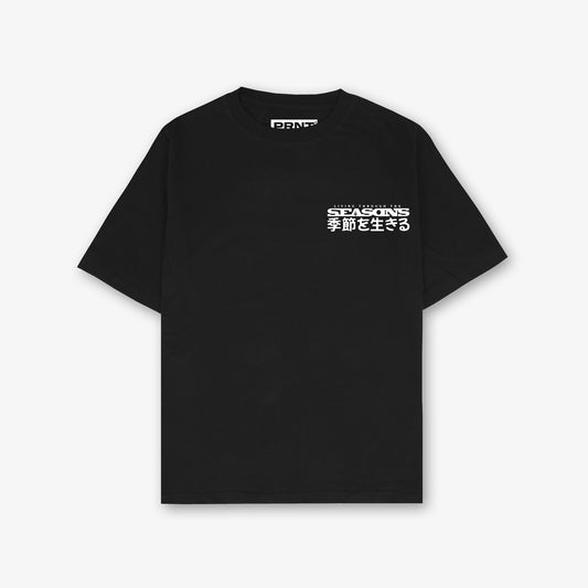 Seasons Front And Back Print Oversized T-Shirt