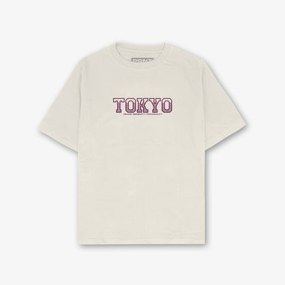 Tokyo Crane Front And Back Print Washed T-Shirt