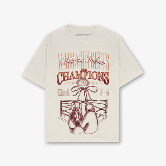 Boxing Champions Front Print Washed T-Shirt
