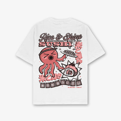 Rice And Shine Sushi Front And Back Print Oversized T-Shirt