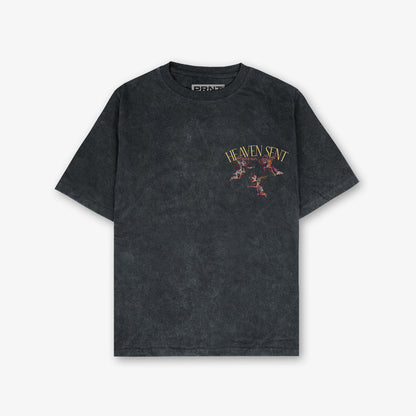 Heaven Sent Chalkboard Front And Back Print Washed T-Shirt