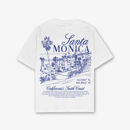 Santa Monica Blue Front And Back Print Relaxed T-Shirt