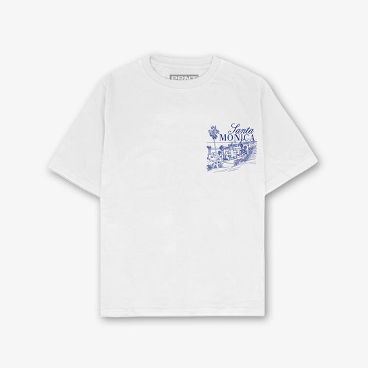 Santa Monica Blue Front And Back Print Relaxed T-Shirt