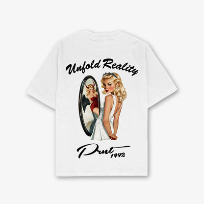Unfold Reality Front And Back Print Relaxed T-Shirt