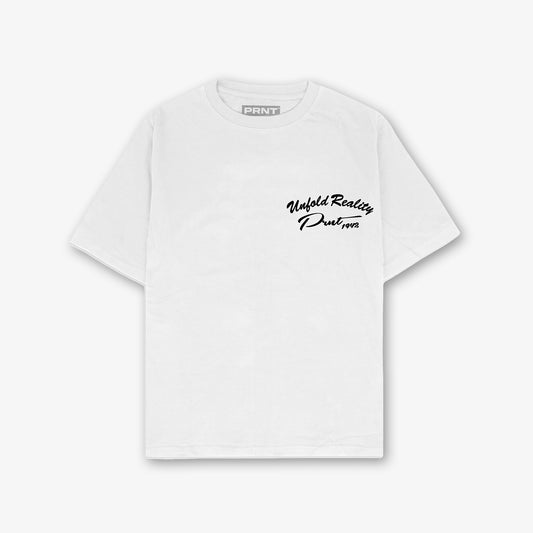 Unfold Reality Front And Back Print Relaxed T-Shirt