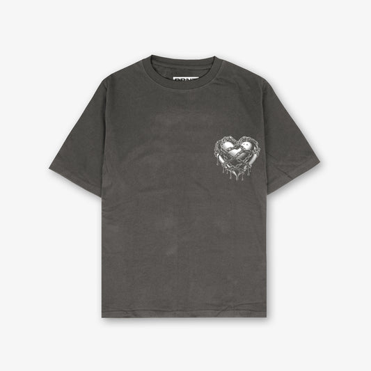 Heart Breaker Front And Back Print Washed T-shirt