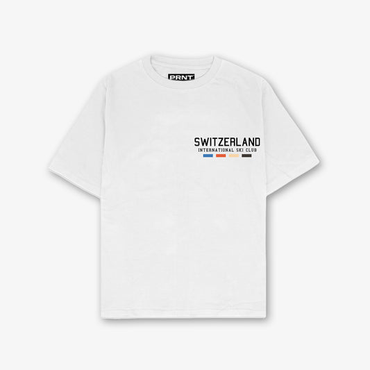 Switzerland Ski Club Front And Back Print Relaxed T-Shirt