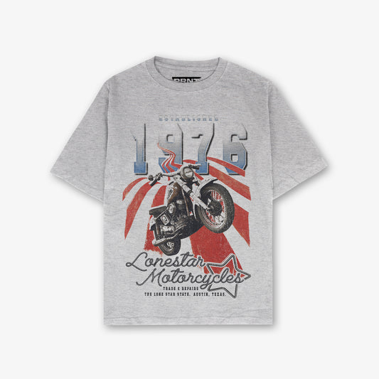 Lonestar Motorcycle Front Print Relaxed T-Shirt