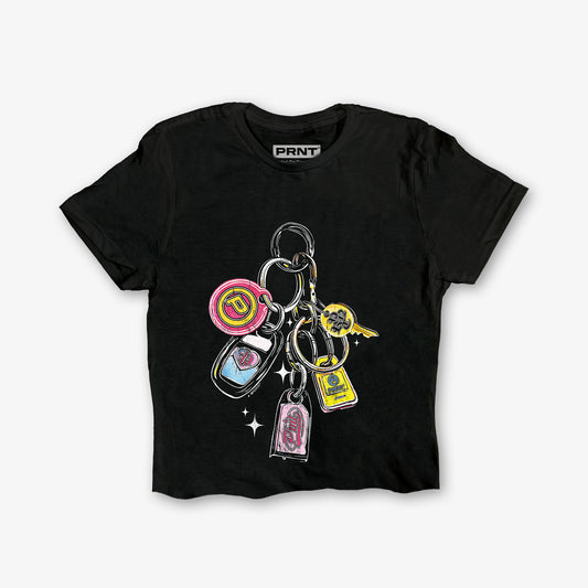 Prnt Car Keys Front Print WW Crop T-Shirt