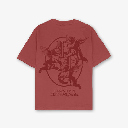 Heaven Sent 3.0 Red Front Print And Back Print Washed T-Shirt