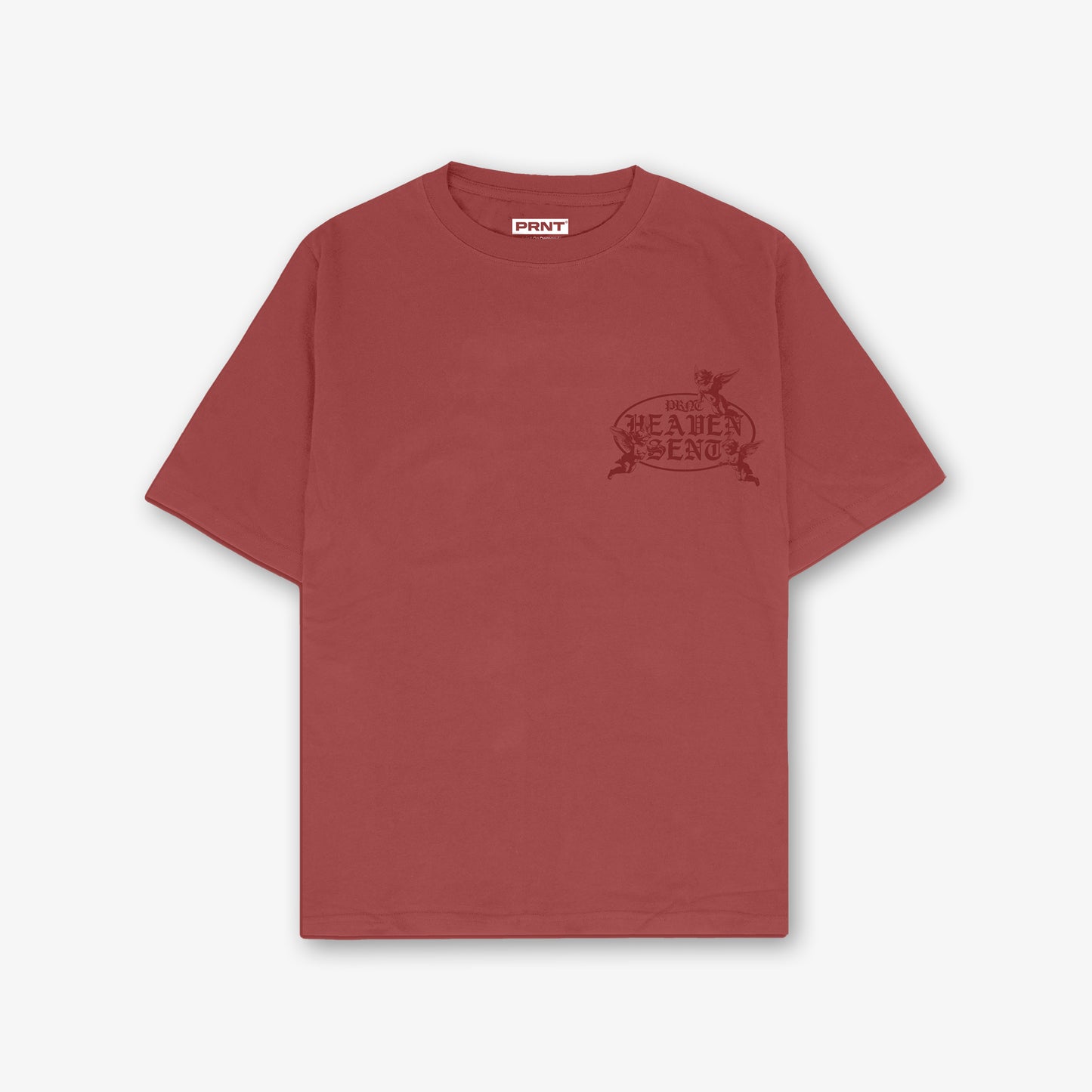 Heaven Sent 3.0 Red Front Print And Back Print Washed T-Shirt