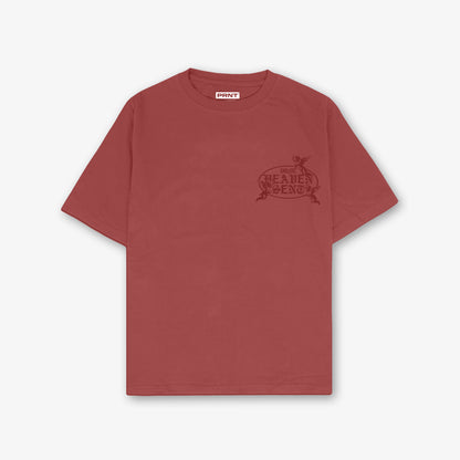 Heaven Sent 3.0 Red Front Print And Back Print Washed T-Shirt