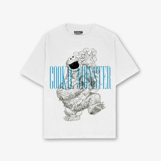 Cookie Monster Sketch  T-Shirt In White