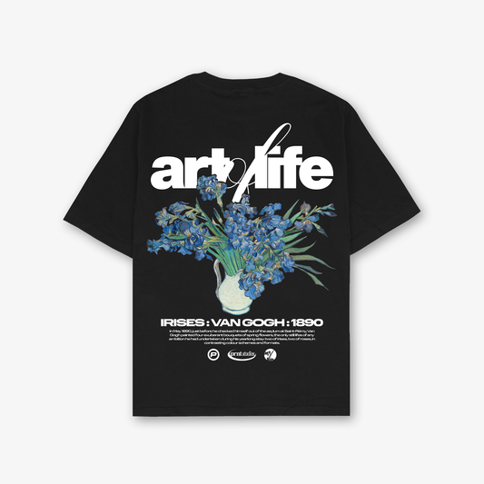 Van Gogh Irises 1890 Oversized T-Shirt In Black