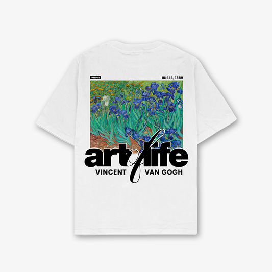 Van Gogh Irises 1889 Oversized T-Shirt In White
