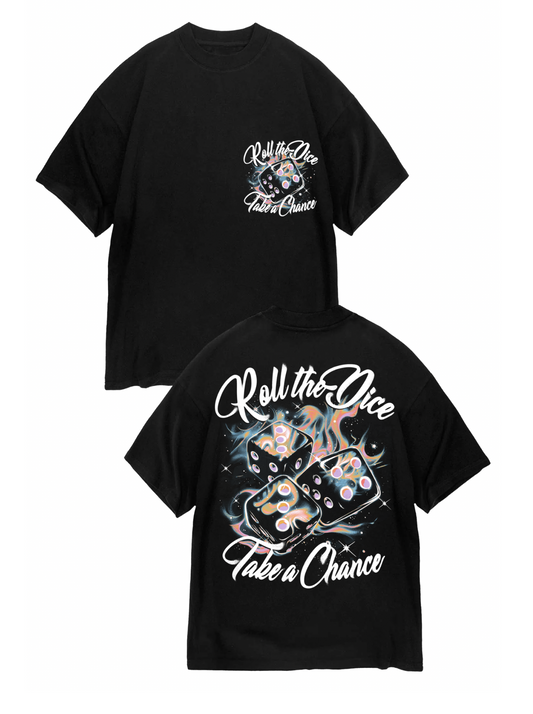 Roll The Dice Cosmic Graphic T-shirt Front and Back Print